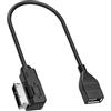 Qaum Adattatore cavo AMI MDI per Audi A1 A2 A3 A4 A5 A6 S6 A8 S8 R8 Q3 Q5 Q7 Cavo AUX Audio USB MMi Adattatore MP3 Multimedia Musica Interfaccia Per VW TT VW Golf Passat B7 Touareg, 30 CM/11,81 Pollici