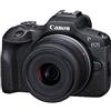 Canon EOS R100 - Obiettivo RF-S 18-45mm F4.5-6.3 IS STM - Fotocamera Mirrorless APS-C 24,1MP, Dual Pixel CMOS AF, Videocamera 4K, Scatto Continuo 6,5fps - Rilevamento Viso e Occhi - Wi-Fi, Bluetooth