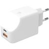 Xoopar Adattatore da Rete a Doppio Porto Carica Veloce 65W - Porta USB e USB C - Ideale per Caricare Telefono, Tablet e Computer - Con Luce Touch On Off - Xoopar ICE-G Bianco