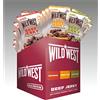 Wild West Beef Jerky mix box 60g, Confezione da 12, 4x Original, 4x Honey BBQ, 4x Jalapeno, carne secca proteica, snack proteico Beef Jerky, BBQ, carne essiccata di manzo
