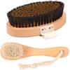 KEGAJEGA Spazzola a secco con setole naturali, filo di rame, spazzola per il corpo con cinghie, spazzola per massaggi a secco, per rimuovere la pelle morta, cellulite, migliora le funzioni linfatiche
