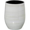 DRW Vaso da pavimento rotondo in ceramica bianco beige lucido 40x32x32 cm