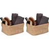 WENKO Cestello portaoggetti Juna S, cestello decorativo per riporre in modo ordinato accessori, con due pratici manici, materiale esterno 100% iuta, 20 x 15 x 15 cm, marrone (Confezione da 2)