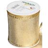 Halbach Seidenbänder Nastro regalo dorato, prodotto in Germania, con bordi in fil di ferro malleabile, 100 mm x 25 m, elegante nastro dorato per matrimonio o Natale