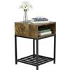 Relaxdays Comodino Relaxdays, con vano e ripiano, H 58x40x40 cm, Design Industriale, Legno Scuro e Metallo