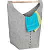 Relaxdays Cesto Portabiancheria, Cestino per Biancheria, Sacco in Feltro per Panni Sporchi, 50 L, Bagno, Grigio Chiaro