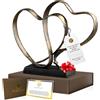 DCAPILLA UTOPISH DCAPILLA Scultura in ferro con due cuori e croce, 27 x 24 cm, per il 1° al 50° o 60° anniversario, include confezione regalo e biglietto poesia