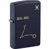 Zippo Sturmfeuerzeug Zodiac Pisces, Navy Matte, Laser Engrave - Nachfüllbar - Wiederverwendbar - Windfestes Design - Scatola regalo - Made in USA