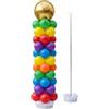 Relaxdays Supporto Colonna per Palloncini, Set 2, Asta telescopica 45-205 cm, Argento/Bianco