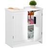 Relaxdays Mobiletto Sottolavabo, Armadietto a 2 Ante sotto Lavandino, Mobile Sifone Bagno, HLP 60x60x30 cm, MDF, Bianco
