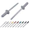 Marcopol Confezione da 80 rivetti ciechi verniciati 4,0 x 12 mm, testa a cupola, DIN 7337, rivetti in alluminio e mandrino in acciaio, rivetti pop (80, grigio finestra RAL 7040)