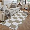 PureCozy Tappeto Corridoio 60x180cm Marrone Bianco Antiscivolo Lavabile Camera da Letto Office Lungo Carpet Cameretta Tappeti Pelo Corto Rug Moderno Checkerboard Carpets