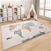 USTIDE Tappeto educativo per bambini con mappa del mondo, per bambini e bambine, lavabile in lavatrice, per soggiorno, camera da letto, stanza dei giochi, 120 x 180 cm, rosa
