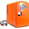 Koolatron Coca Cola Fanta Portable 6 Can Thermoelectric Mini Fridge Cooler/Warmer, 4 L/4.2 Quarts Capacity, 12V DC/110V AC Plugs Included Great for Home, Car, Skincare, Cosmetics, Medication, ETL Listed