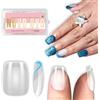 NOVO OVO Unghie finte corte quadrate rotonde, extra spesse, copertura completa, a pressione, in morbido gel trasparente, superficie interna opaca, per manicure, saloni, fai da te, extension in
