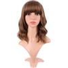 MapofBeauty 14 Pollice Corto Wavy Bob Parrucche Ricci,Medio Marrone