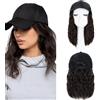 SEGO Extension Capelli Corto Lisci Bob Hat Baseball Mossi Sintetico Sportivo Regolabile Utilizzo Parrucche 20 cm Marrone