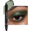 Lestpola Bastone per ombretto con glitter verde, girevole, cremoso, effetto seta, impermeabile e di lunga durata, rossetto per ombretto Crayon con smorzatore, altamente pigmentato, per occhi senza rughe. -D10