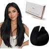 Hetto Extension Capelli Veri Biadesivo Nero - Remy Capelli Umani Tape Estensioni, Invisibile Adesive, Look Naturale per Uso Quotidiano 20pcs 30g 30cm