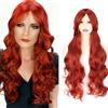 Luxiremi Parrucca per cosplay, con frangia, nera, lunga 81,3 cm, rossa, per donne, Halloween, feste anime