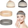 Kaslaider 2 Fascia in Silicone Antiscivolo per Parrucca con 2 Tappi per Parrucche Traspiranti, Fascia Elastica Riutilizzabile per Donne, Adatta a Parrucche Front Lace, Accessori per Yoga e Sport