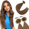 Elailite Extension Cheratina Capelli Veri #6 Castano, 50cm 100g Keratina Pre-bonded Remy Human Hair Indiani 200 Ciocche