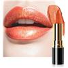 Lestpola Rossetto metallico lucido, rosso coral arancione glitterato con texture liscia idratante, a lunga durata, colore intenso, vegano, impermeabile, glitter per rossetto per donne 04