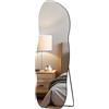 Muzilife Specchio da pavimento asimmetrico per tutto il corpo, 160 x 60 cm, senza cornice, grande specchio da parete irregolare con pannello posteriore in MDF, decorazione per parete, soggiorno
