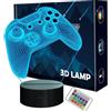 Lightzz Luce notturna 3D Gamepad, Game Console Illusion lampada con telecomando + Touch 16 colori lampeggiante cambiando da decorazione camera regali di compleanno per fan di gioco
