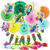 SUNBEAUTY Decorazione hawaiana per feste estive in giardino, uccelli tropicali, fiori verdi, ghirlande estive tropicali, spiaggia e feste