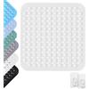 OUTALIZ Tappetino Doccia, 80 x 80 cm, Grande Tappetino Antiscivolo per Bagno con Ventose, Tappeto per Doccia Quadrato con 2 Ganci, Tappeto Bagno Massaggiante, Lavabile in Lavatrice, per Sauna, Bianco