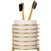 LOUIE SILNA Portapenne da Scrivania, Portaoggetti da Scrivania Tondo in Ceramica, Porta Pennelli per Trucco, Articoli per Ufficio, Articoli per Scuola, Articoli per la Casa (Bianco e Oro).