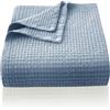 CHUFFED Coperta in 100% cotone, a nido d'ape, per letto king size, per letto e divano, morbida, leggera e traspirante, per tutte le stagioni, colore: azzurro, 230 x 270 cm