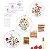 Cotepi Kit di 3 Ricamo Starter, Set da Ricamo per Principianti, Set da Ricamo Fiori, Kit Punto Croce, Ricamo Starter Kit per Adulto Principianti, Artigianato artistico fai da te set ricamo