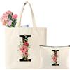 Tarklanda Borsa Tote Tela con Iniziale, Borsa Shopper con Lettere, Tote Bag Donna Personalizzata con Nome, Regalo per Donna, Amica, Mamma, Regali di Compleanno, Festa della mamma (I)