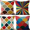 Aoihrraan Fodere per Cuscini Set di 4, Motivo Geometrico Colorato Arcobaleno Colorato Morbido Peluche Corto Quadrato Federa per Divano Camera da Letto Auto Sedia Casa Decoro 55x55cm