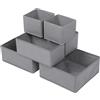 Hisdricus Set da 6 Organizzatori per Cassetti, Organizer per Armadio, Separatori per Cassetti, Ideale per Riporre Calze e Biancheria Intima, Grigio