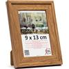 3-B Cornice portafoto Salo - marrone (rovere con venature ottiche del legno) - 9 x 13 cm - Cornice in legno, cornice portafoto con vetro acrilico