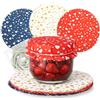 Robin Goods® 30x copri barattoli con elastico per vasetti marmellata - centrini decorativi per barattoli - decorazione per vasetti (blu/rosso/bianco)