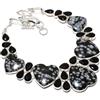 Fatto a mano Collana con pietre preziose spinello nero ossidiana fiocco di neve gioielli f...