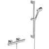 Ideal Standard Ceratherm T25 N Pacchetto miscelatore doccia, Soffione doccia Eco a risparmio idrico con getto variabile (6 l/min), incluso termostato e asta doccia (600 mm) - Cromo