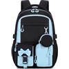Amythe Zaino per Ragazze Scuola Elementare e Media, Zaino Scuola con Schienale Ergonomico, Zaini Elementari Impermeabile Leggero per Bambina 7-13 Anni, Adatto per Carrello -Blu