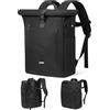 YOKGO Zaino Idrorepellente Rolltop per Uomo e Donna, Zaino per Laptop 17,3, Zaini Antifurto Espandibile 24-30L, Zaino da Viaggio per Università, Lavoro e Tempo Libero, Nero