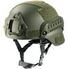 Lishuyeh Casco per softair Mich 2000 ACH tattico con protezione dell'udito, supporto NVG anteriore e guida laterale per paintball, sport all'aria aperta, caccia, tiro (nero)