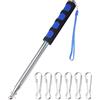 VOSSOT Set asta portabandiera telescopica da 2,5 m, asta portabandiera telescopica portatile con ganci a clip per asta portabandiera da 6 pezzi per guide turistiche, insegnanti, campeggio