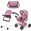 Bayer Design 13776AB Carrozzina per bambole, passeggino giocattolo, pieghevole, con borsa, seggiolone