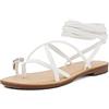 QUEEN HELENA Infradito Sandali alla Schiava Bassi con Lacci Donna Y5009 (Bianco, Sistema Taglie Calzature EU, Adulto, Donna, Numero, Media, 36)