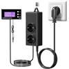 GlowUp Termostato Digitale per Rettili, 220V Presa Termostato Terrario Rettili Digitale Presa con Sonda, Riscaldamento e Raffreddamento con Giorno Notte Timer per Serra, Acquario, Rettili