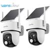 Wansview Telecamera di Sicurezza Solare 2K a Doppia Lente, Wireless da Esterno, PTZ, Alimentata a Batteria, Rilevamento Umano PIR, Visione Notturna a Colori, Audio Bidirezionale, Avvisi di Movimento,