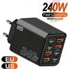ZUIDID Caricatore USB C GaN da 240W 8 in 1, caricatore rapido per telefono, adattatore di alimentazione per iPhone, Samsung, Xiaomi, tipo C, con spina EU/US, caricatore da parete.